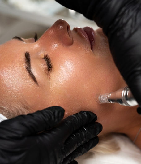 Gesicht einer Frau während einer Medical Needling Behandlung