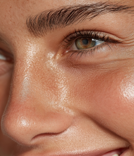 Nahaufnahme Frauengesicht mit strahlender Haut